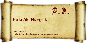 Petrák Margit névjegykártya